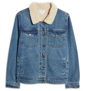 Nordstrom BP. Denim Oversize Trucker Jacket with Faux Shearling Collar